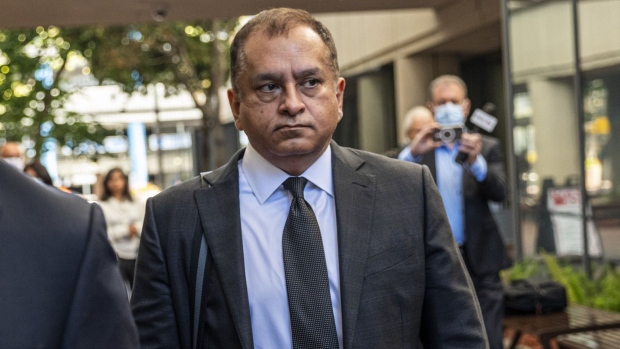 Sunny Balwani, former president of Theranos Inc., exits federal court in San Jose, California, US, on Thursday, July 7, 2022. Balwani was found guilty of all charges against him for his role in the collapse of the $9 billion blood-testing startup Theranos.