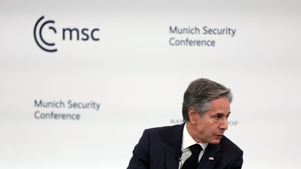 Antony Blinken speaks at the Munich Security Conference on Feb. 18. 