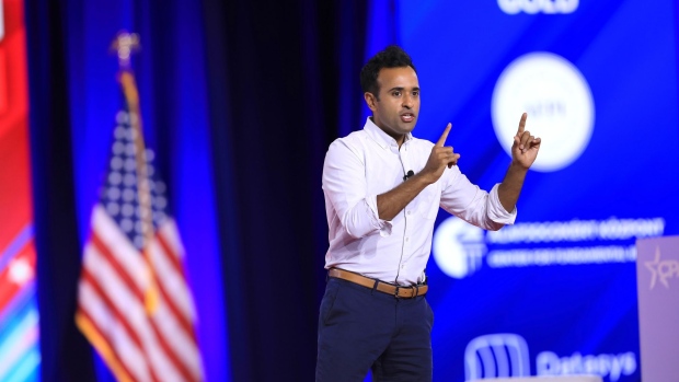 Vivek Ramaswamy, chairman and founder of Montes Archimedes Acquisition Corp., speaks during the Conservative Political Action Conference (CPAC) in Dallas, Texas, US, on Friday, Aug. 5, 2022. The Conservative Political Action Conference launched in 1974 brings together conservative organizations, elected leaders, and activists.