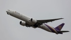 An aircraft operated by Thai Airways International Pcl takes off from from Sydney Airport in Sydney, Australia, on Monday, Nov. 1, 2021. Vaccinated overseas travelers entering Australia's biggest states, New South Wales and Victoria, no longer need to quarantine on arrival, while millions of Australians living on the country’s east coast can finally leave their home soil without a permit. Photographer: Brendon Thorne/Bloomberg