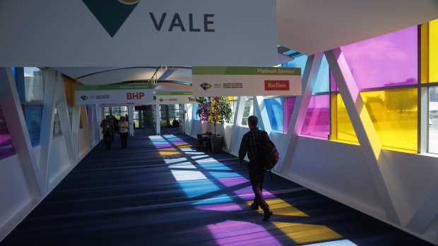 A Vale sign at the PDAC conference in Toronto in 2022.