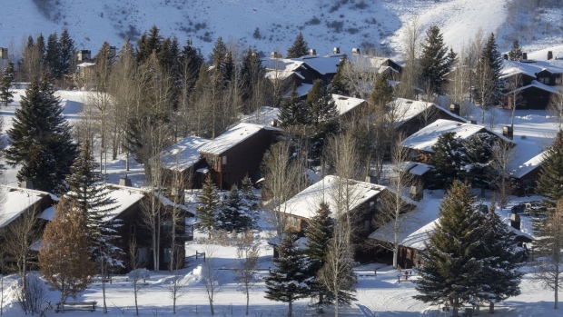 Homes near Jackson, Wyoming, US, on Friday, Dec. 16, 2022. The National Association of Realtors is scheduled to release existing homes sales figures on December 21.