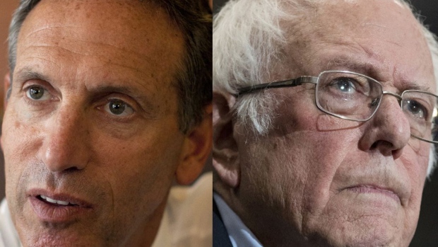 Howard Shultz and Bernie Sanders Source: Bloomberg/Bloomberg