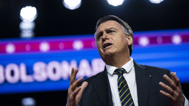 Jair Bolsonaro speaks during the CPAC 2023 in National Harbor, Maryland, on March 4. Photographer: Al Drago/Bloomberg