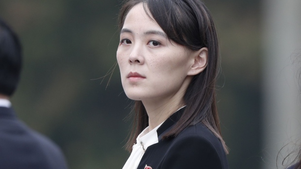 Kim Yo Jong, sister of North Korean leader Kim Jong Un, attends a wreath laying ceremony at the Ho Chi Minh Mausoleum in Hanoi, Vietnam, on Saturday, March 2, 2019. North Korean Leader Kim Jong Un will have a long train ride home through China to think about what went wrong in his second summit with Donald Trump and how to keep it from reversing his gains of the past year. Photographer: Jorge Silva/Pool via Bloomberg