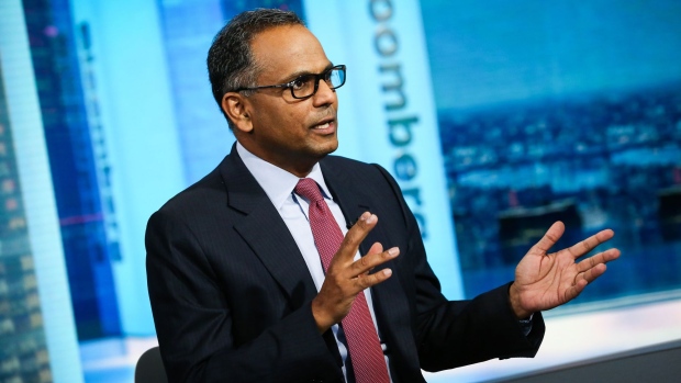 Rajiv Jain, chairman and chief investment officer of GQG Partners LLC, speaks during a Bloomberg Television interview in New York, U.S., on Tuesday, Nov. 14, 2017.