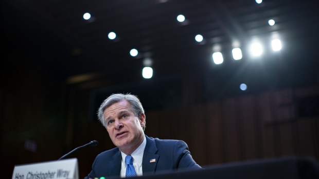 Christopher Wray, director of the Federal Bureau of Investigation (FBI), speaks during a Senate Judiciary Committee hearing in Washington, D.C., US, on Thursday, Aug. 4, 2022. The hearing is titled "Oversight of the FBI."