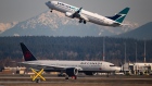 Planes taking off at Vancouver International Airport