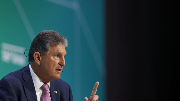 Senator Joe Manchin, a Democrat from West Virginia and chairman of the Senate Energy and Natural Resources Committee, speaks during the 2022 CERAWeek by S&P Global conference in Houston, Texas, U.S., on Friday March 11, 2022. CERAWeek returned in-person to Houston celebrating its 40th anniversary with the theme "Pace of Change: Energy, Climate, and Innovation."