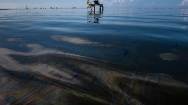 Oil in Lake Maracaibo, Venezuela.