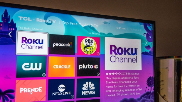 Roku Inc. TV on a Smart television in an arranged photograph in Hastings-on-Hudson, New York, U.S., on Sunday, May 2, 2021. Roku Inc. is scheduled to release earnings figures on May 6. Photographer: Tiffany Hagler-Geard/Bloomberg