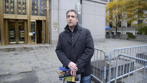 Michael Cohen, former personal lawyer to U.S. President Donald Trump, leaves from federal court in New York, U.S., on Monday, Nov. 22, 2021. On Monday morning, Cohen walked out of federal court in lower Manhattan a free man, having completed his three-year prison sentence for tax fraud, bank fraud, violations of campaign finance laws and lying to Congress. Photographer: Jefferson Siegel/Bloomberg