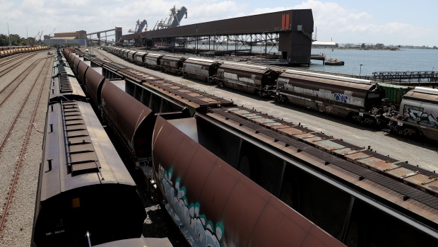 Empty coal trains at a coal terminal in Newcastle, New South Wales, Australia, on Wednesday, Jan. 25, 2023. Australia is scheduled to release trade figures on Jan. 27. Photographer: Brendon Thorne/Bloomberg