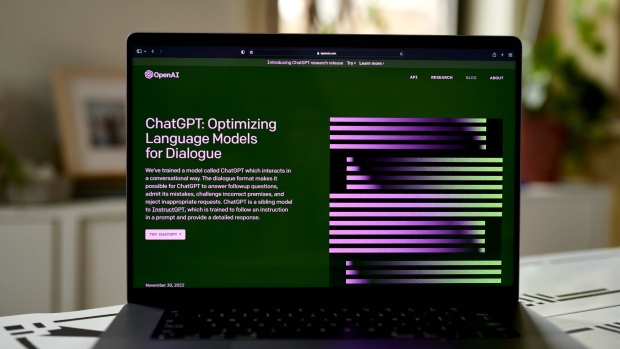 The OpenAI website ChatGPT about page on laptop computer arranged in the Brooklyn borough of New York, US, on Thursday, Jan. 12, 2023. Microsoft Corp. is in discussions to invest as much as $10 billion in OpenAI, the creator of viral artificial intelligence bot ChatGPT, according to people familiar with its plans.