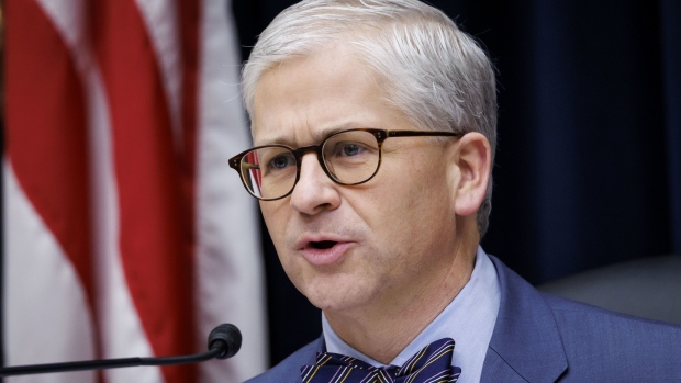Representative Patrick McHenry, a Republican of North Carolina and chairman of the House Financial Services Committee, speaks during a hearing in Washington, DC, US, on Tuesday, Feb. 7, 2023. The hearing is titled "Combatting the Economic Threat from China."