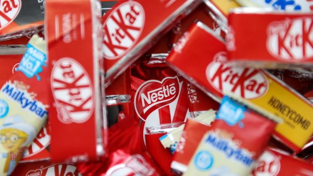 KitKat and Milkybar chocolate products, manufactured by Nestle SA, arranged in London, U.K., on Monday, July 26, 2021. Nestle report their half-year results on July 29. Photographer: Hollie Adams/Bloomberg