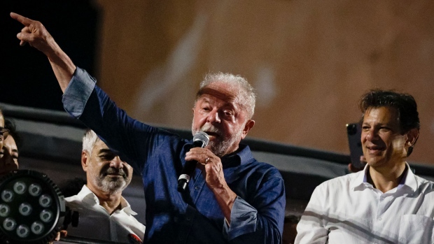 President Luiz Inacio Lula da Silva (center) with Finance Minister Fernando Haddad (right).