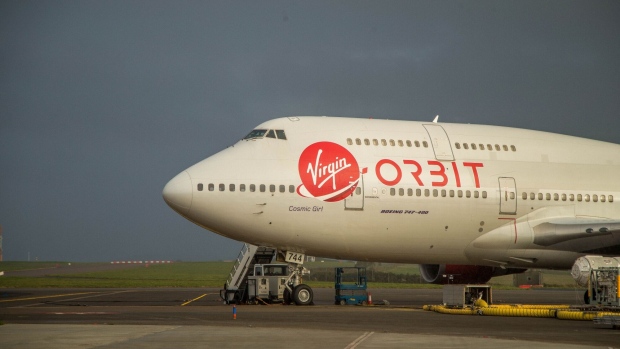 The  Virgin Orbit 'Cosmic Girl' Boeing 747 launch aircraft. Photographer: James Beck/Bloomberg