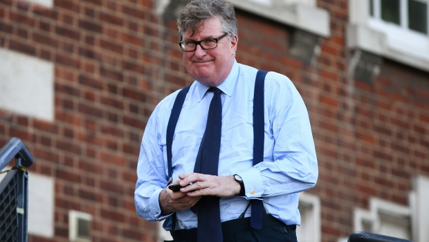 Crispin Odey, founding partner of Odey Asset Management LLP, outside Hendon Magistrates' Court during a break in proceedings in London, U.K., on Thursday, Feb. 18, 2021. Famously bearish hedge fund manager and prominent Brexit supporter Odey will fight a criminal charge of indecent assault stemming from an incident during the summer of 1998.
