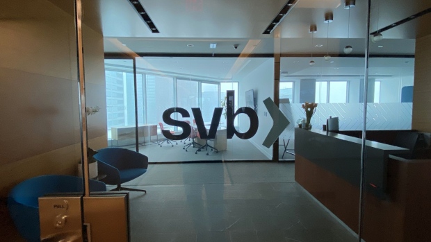 A closed Silicon Valley Bank office in Toronto, Ontario, Canada, on Friday, March 10, 2023. Silicon Valley Bank became the biggest US bank failure in more than a decade, after its long-established customer base of tech startups grew worried and yanked deposits.