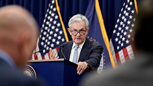 Jerome Powell, chairman of the US Federal Reserve, speaks during a news conference following a Federal Open Market Committee (FOMC) meeting in Washington, DC, US, on Wednesday, March 22, 2023. The Federal Reserve raised interest rates by a quarter percentage point and signaled it's not finished hiking, despite the risk of exacerbating a bank crisis that's roiled global markets.
