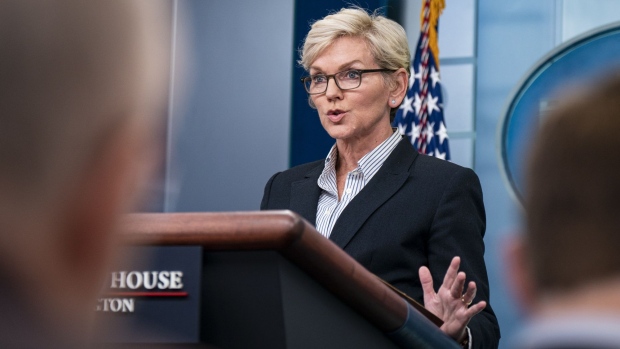 Jennifer Granholm, US secretary of energy, speaks during a news conference in the James S. Brady Press Briefing Room at the White House in Washington, DC, US, on Monday, Jan. 23, 2023. Granholm argued that gasoline prices have dropped $1.60 per gallon since they peaked at more than $5 over the summer, and highlighted President Biden's call on oil and gas producers to lower their costs for consumers.