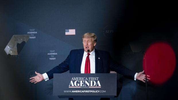 Former US President Donald Trump speaks during the America First Policy Institute's America First Agenda Summit in Washington, D.C., US, on Tuesday, July 26, 2022. Trumps remarks come on the heels of a House hearing that portrayed him standing by indifferently, even vindictively, for hours as a mob of his supporters battled police and chased lawmakers through the halls of the Capitol. Photographer: Al Drago/Bloomberg