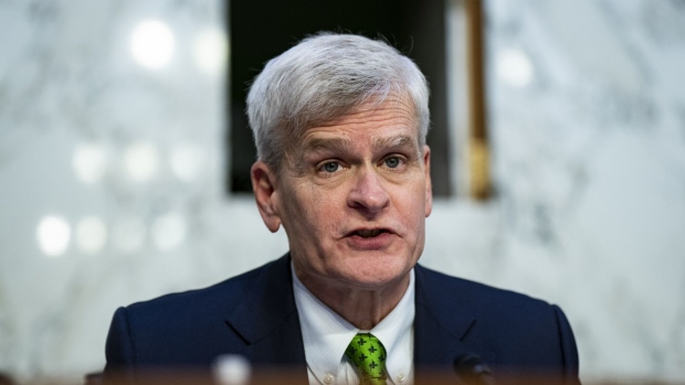 Senator Bill Cassidy, a Republican from Louisiana and ranking member of the Senate Health, Education, Labor, and Pensions Committee, speaks during a March 22 hearing.