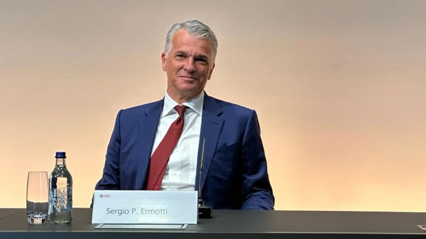 (EDITOR'S NOTE: Best Quality Available) Sergio Ermotti, incoming chief executive officer of UBS Group AG, during a news conference in Zurich, Switzerland, on Wednesday, March 29, 2023. UBS is bringing back Ermotti as chief executive officer to oversee the historic acquisition of Credit Suisse Group AG, tapping a Swiss insider with extensive restructuring experience to replace Ralph Hamers after just over two years.