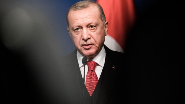 Recep Tayyip Erdogan, Turkey's president, speaks during a news conference with Viktor Orban, Hungary's prime minister, not pictured, in Budapest, Hungary, on Thursday, Nov. 7, 2019. President Donald Trump said he spoke with Erdogan on Wednesday and that the Turkish president will visit the White House next week.