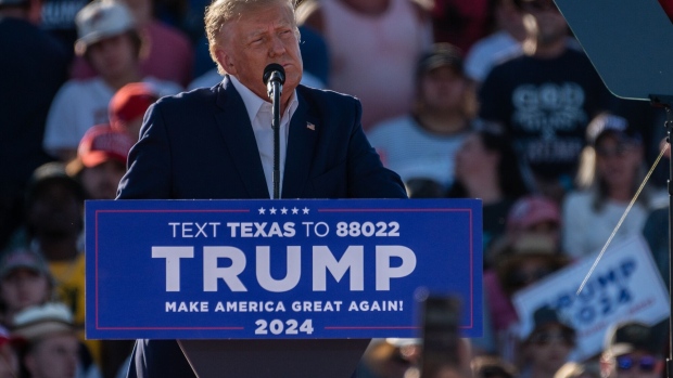 Former US President Donald Trump speaks at a campaign event in Waco, Texas, US, on Saturday, March 25, 2023.