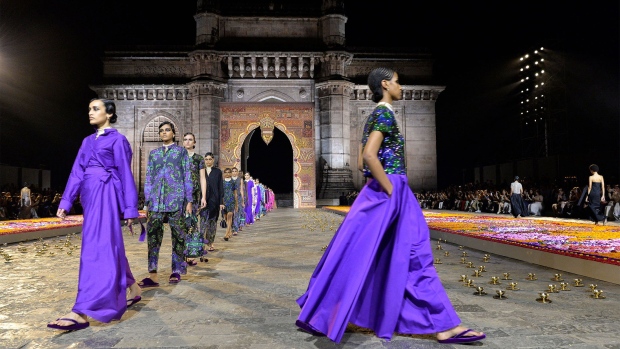 Christian Dior's Fall 2023 collection fashion show in Mumbai on March 30. Photographer: Indranil Mukherjee/AFP/Getty Images