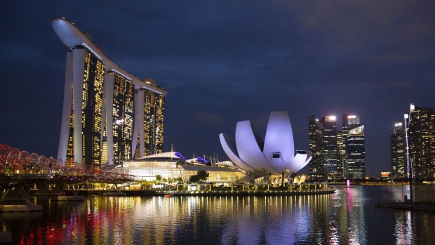 The Marina Bay Sands and the business district in Singapore, on Saturday, Oct. 8, 2022. Singapore is scheduled to announce its third quarter advanced gross domestic product (GDP) estimate on Oct 10, 2022.