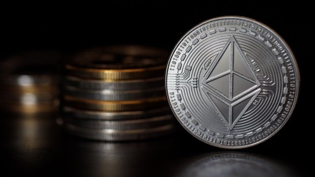 LONDON, ENGLAND - APRIL 25: In this photo illustration of the ethereum cryptocurrency 'altcoin' sits arranged for a photograph on April 25, 2018 in London, England. Cryptocurrency markets began to recover this month following a massive crash during the first quarter of 2018, seeing more than $550 billion wiped from the total market capitalisation. (Photo by Jack Taylor/Getty Images)