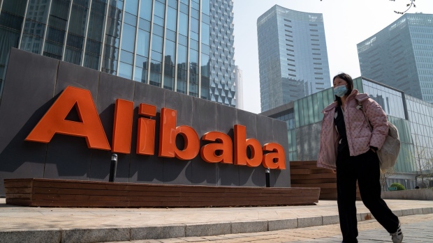 Signage at the Alibaba Group Holding Ltd. offices in Beijing, China, on Wednesday, March 29, 2023. Alibaba's overhaul could serve as a template for a restructuring of China Tech itself: a shake-up that achieves Beijing’s aim of carving up the country’s tech titans while unlocking potentially billions of dollars in pent-up shareholder value. Bloomberg