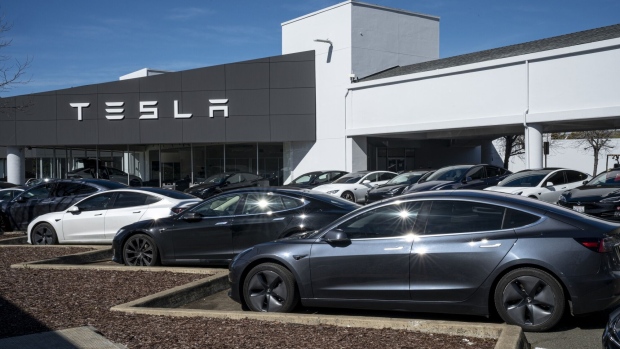 Vehicles for sale at a Tesla store in Vallejo, California, US, on Thursday, March 2, 2023. Tesla Inc.'s much-awaited investor day failed to live up to the hype, and the shares of the electric vehicle maker are paying the price.