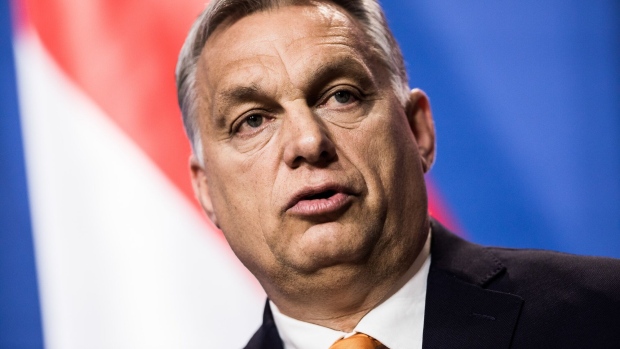 Viktor Orban, Hungary's prime minister, speaks during a news conference in Budapest, Hungary, on Thursday, May 2, 2019.