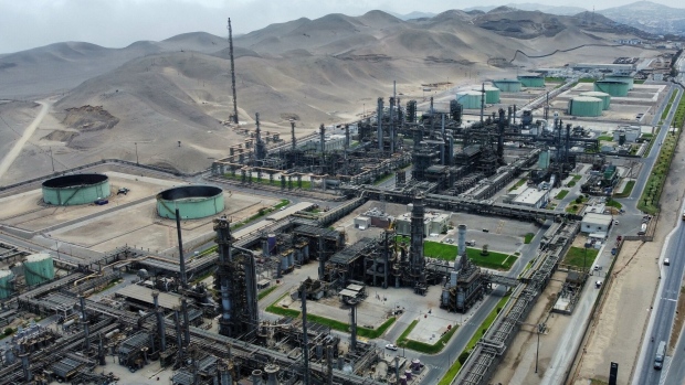 The La Pampilla Refinery in Callao, Peru, on Friday, Feb. 18, 2022. Repsol's 10,400 barrel oil spill in Peru affected 106 square kilometers, with the company stating they have already cleaned 98% of the spill.