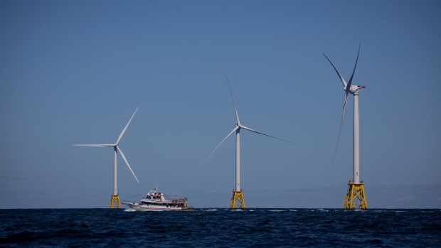 The Ørsted Block Island Wind Farm off Rhode Island, the first offshore wind farm in the US, pictured in 2016. 