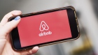 AirBnb Inc. signage is displayed on an smartphone in an arranged photograph taken in the Brooklyn borough of New York, U.S., on Friday, April 17, 2020. Home-sharing leader Airbnb Inc. lined up $1 billion in debt boosting a financial cushion it can use to grow and pay bills as the global coronavirus pandemic crushes demand for travel and diminishes the prospect of an initial public offering.
