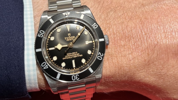 Tudor’s Black Bay 54 watch, at 37mm across, was one of many at Watches and Wonders Geneva 2023 that appeared in a relatively small size. Photographer: Chris Rovzar/Bloomberg