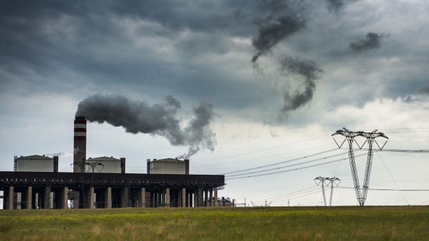 The desulfurization unit at the Kusile power plant in Mpumalanga, South Africa. Photographer: Waldo Swiegers/Bloomberg