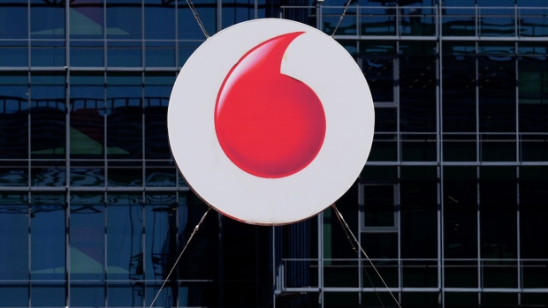 A logo on the exterior of the Vodafone Group Plc regional headquarters in Madrid, Spain, on Thursday, April 13, 2023. Vodafone's Spanish business, which could be valued at more than $4 billion, is attracting takeover interest from potential buyers, including Apollo Global Management Inc., people with knowledge of the matter said.