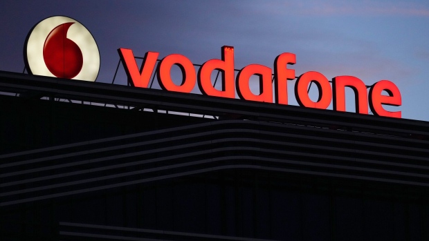 The Vodafone Group Plc logo. Photographer: Paul Hanna/Bloomberg