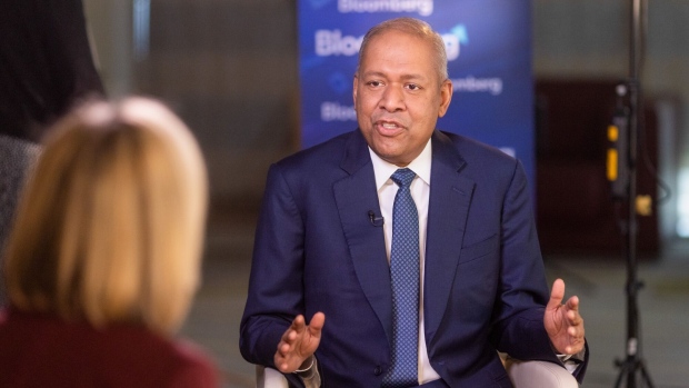 C.S. Venkatakrishnan, chief executive officer of Barclays Plc, during a Bloomberg Television interview in London, UK, on Thursday, April 27, 2023. Barclays traders surpassed expectations in the first quarter with a surprise increase in fixed income revenue. Photographer: Chris Ratcliffe/Bloomberg