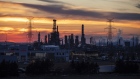 The Suncor Energy oil refinery in Edmonton, Alberta, Canada, on Wednesday, April 5, 2023. Canadian oil producers beset by years of constrained pipeline capacity expect to garner better prices for their crude when the expanded Trans Mountain conduit starts up next year, opening them to new markets in Asia.