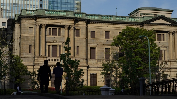 The Bank of Japan (BOJ) headquarters in Tokyo, Japan, on Monday, April 25, 2022. Governor Haruhiko Kuroda said the Bank of Japan must keep applying monetary stimulus given the more subdued inflation dynamics in the country compared with the U.S., in remarks on April 22 that omitted any reference to the yen's depreciation.