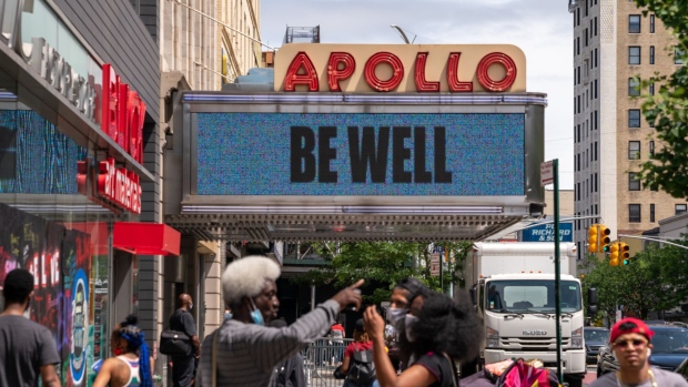 The Apollo Theater in June 2020. A cannabis dispensary is proposed for across 125th Street from the venue.