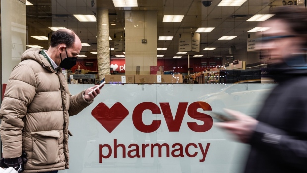 A CVS location in New York, US, on Thursday, Feb. 9, 2023. CVS Health Corp. agreed to buy Oak Street Health Inc. in a $10.6 billion deal that further integrates primary care into the health-care conglomerate, positioning it to take advantage of a shift in how medical care is paid for. Photographer: Stephanie Keith/Bloomberg