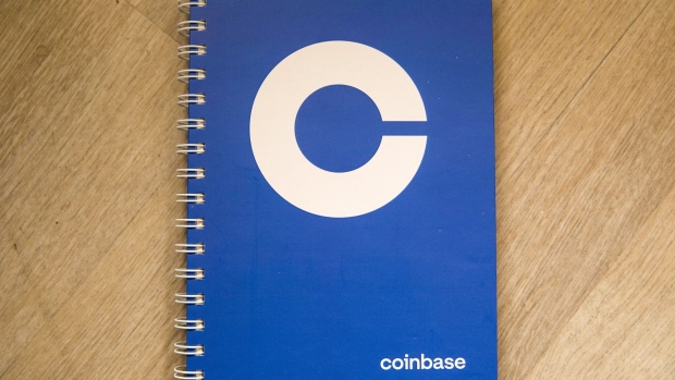 A branded notebook at the Coinbase Global Inc. event in Bengaluru, India, on Thursday, April 7, 2022. Coinbase, the U.S. cryptocurrency exchange operator, plans to more than triple its number of employees in India this year to around 1,000, according to Armstrong. Photographer: Samyukta Lakshmi/Bloomberg